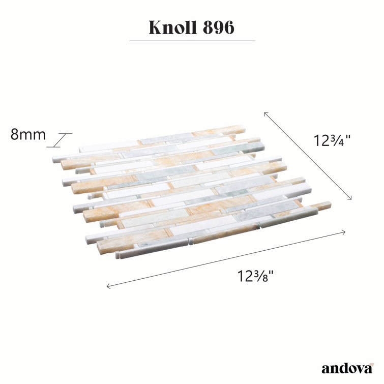Knoll Orange and White Marble Mosaic Tile