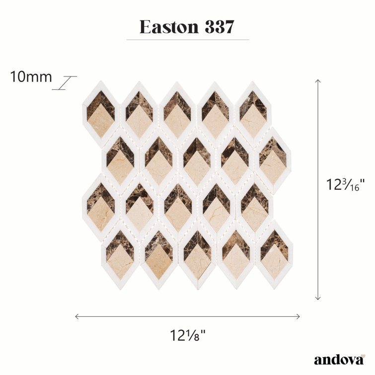 Easton Brown Diamond Patterned Marble Mosaic Tile