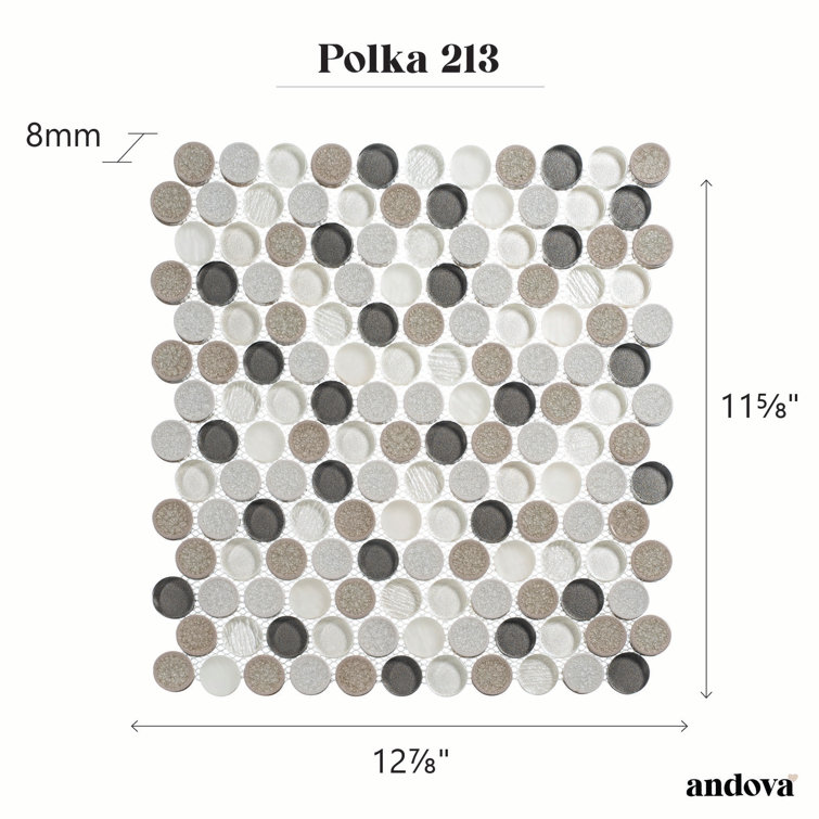 Polka Black and White Penny Round Mosaic Tile