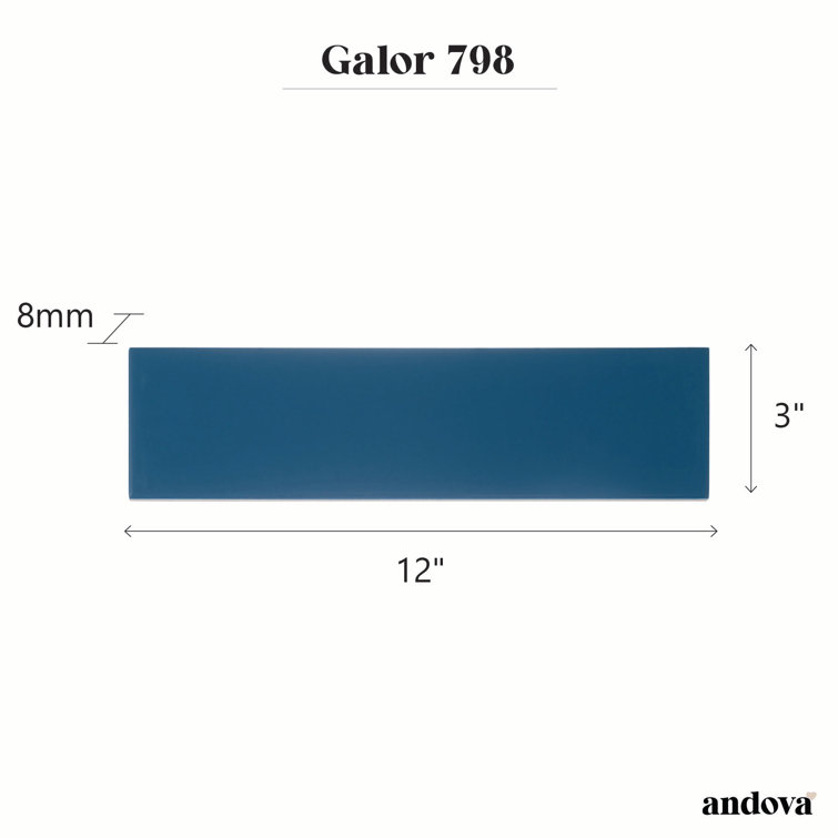 Galor-Nayim 3" x 12" Glossy Blue Ceramic Wall Tile