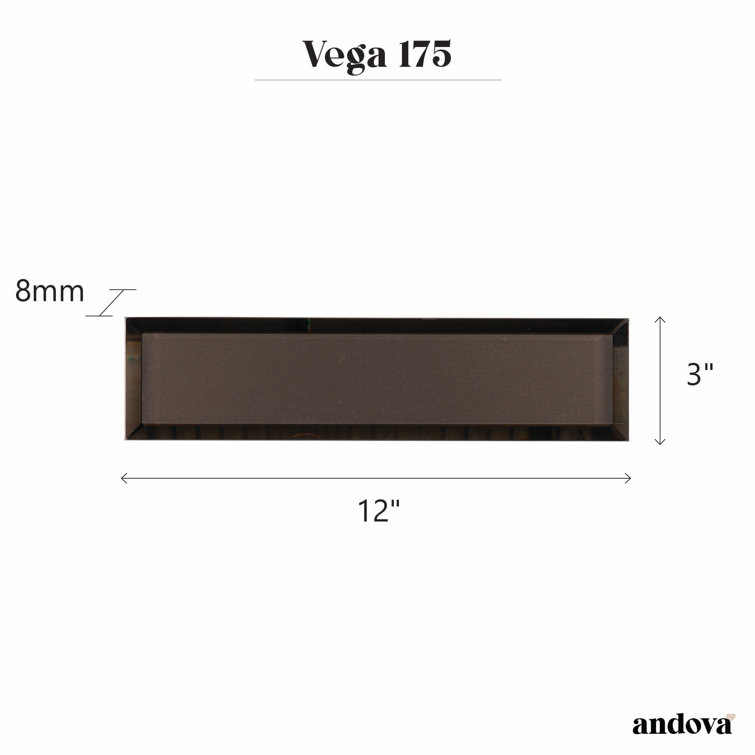 Vega Frosted Brown Beveled Glass Subway Wall Tile