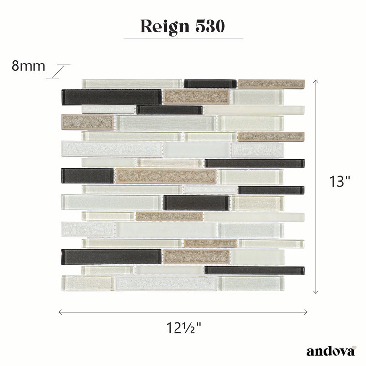 Reign Black and White Glass Mosaic Tile Sheet