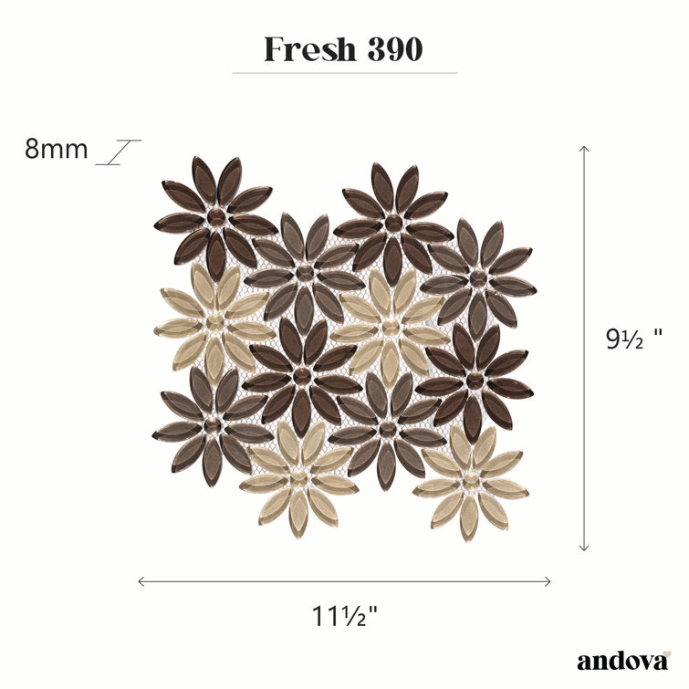 Fresh Dark and Light Brown Floral Mosaic Wall Tile