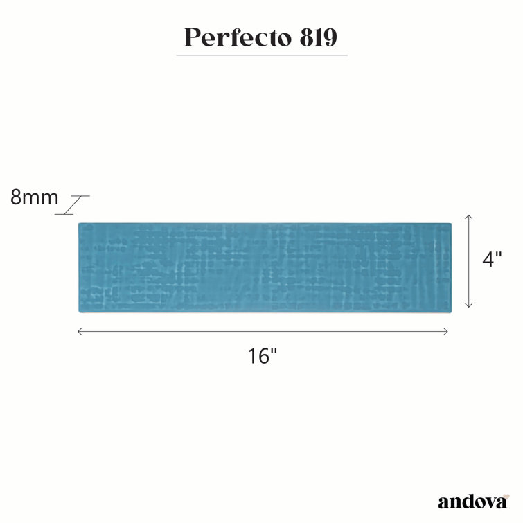 Perfecto Marvelli 4'' x 16'' Blue Glazed Ceramic Subway Tile