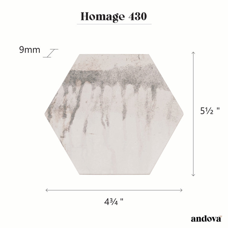Homage 5" White Glazed Hexagonal Porcelain Tile