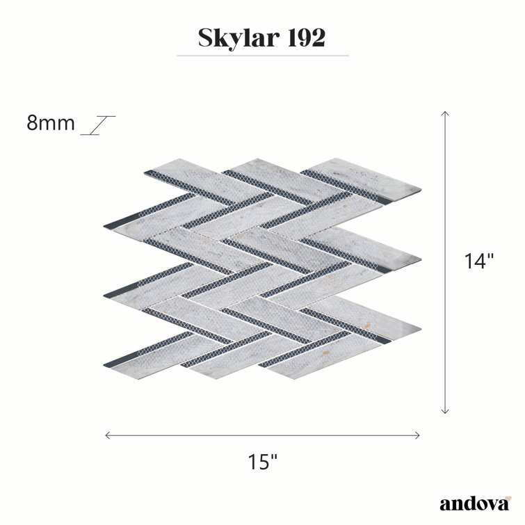 Skylar Polished White Marble Chevron Mosaic Tile