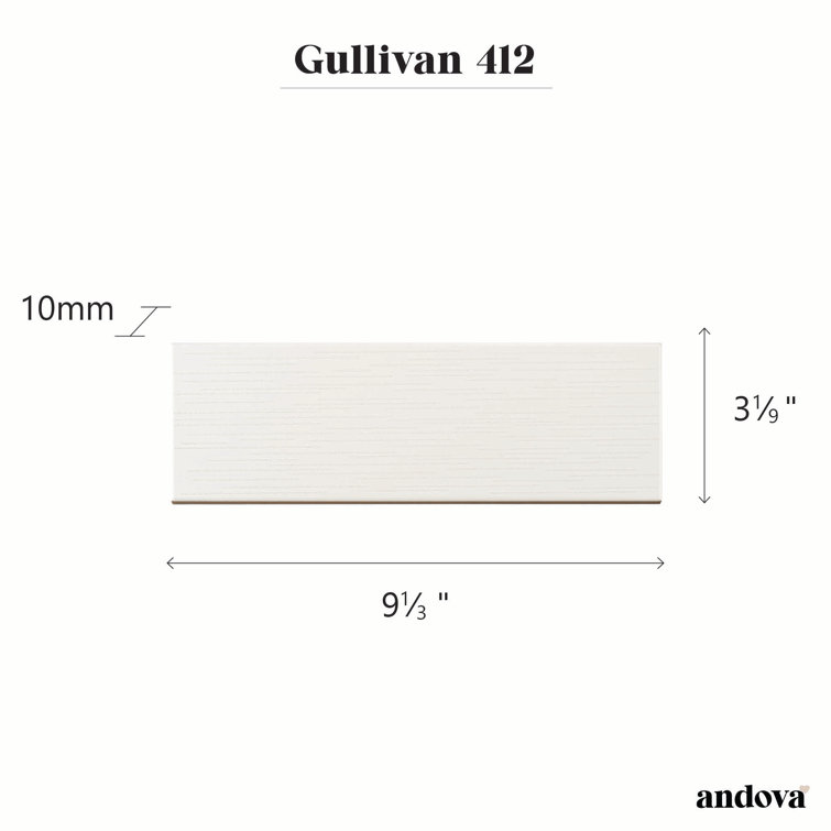 Gullivan 3" x 9" White Glazed Porcelain Subway Tile