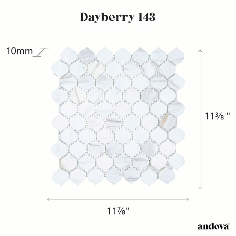 Dayberry 12" White Marble Arabesque Mosaic Tile