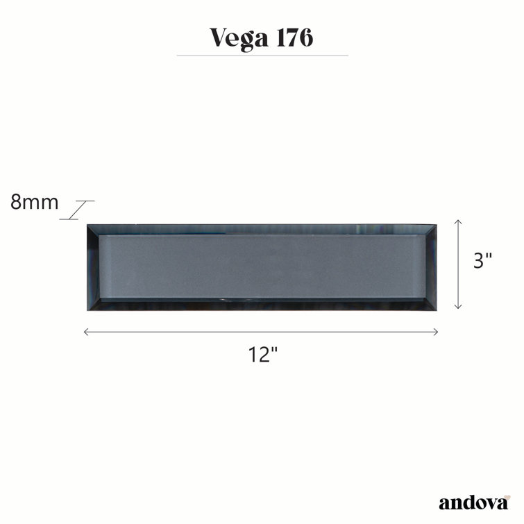 Vega 3" x 12" Frosted Blue Beveled Glass Subway Tile