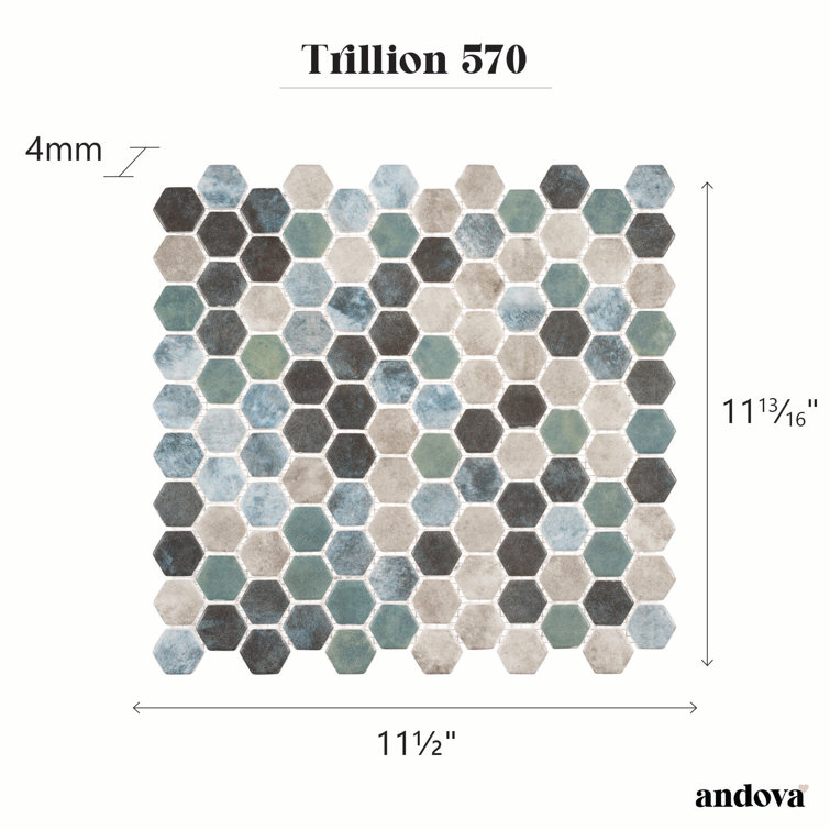 Trillion Matte Blue Glass Hexagon Mosaic Tile