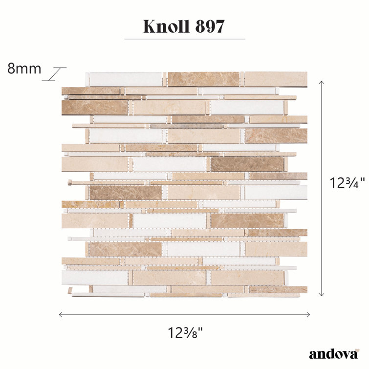 Knoll Brown and Cream Marble Mosaic Tile