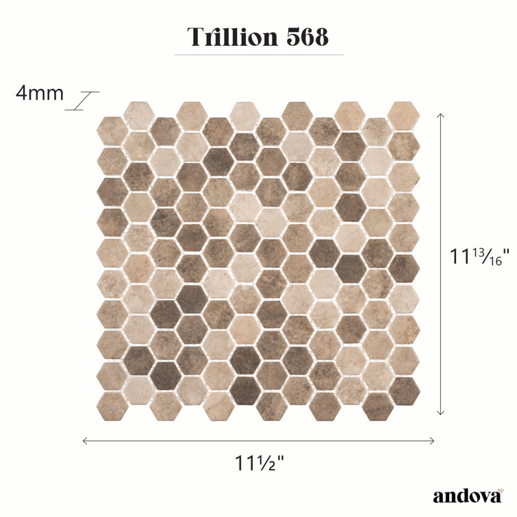 Trillion Brown Matte Hexagon Glass Mosaic Tile
