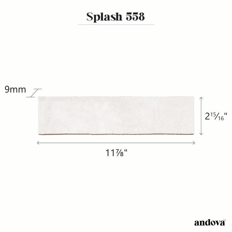 Splash Coconut White 3" x 12" Glossy Ceramic Subway Tile
