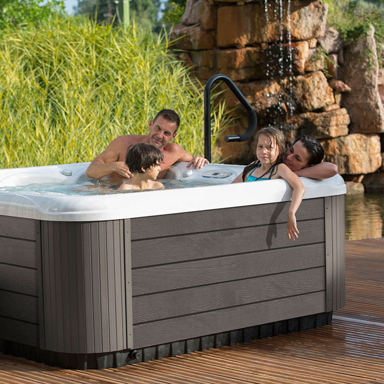 New York 6-Person Ice White Acrylic Square Hot Tub with Ozonator