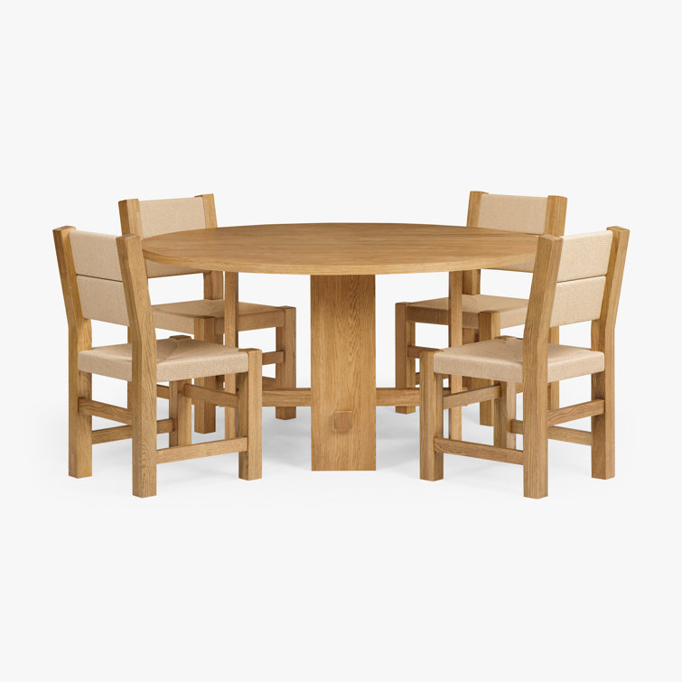 Lenna 60'' Light Brown Oak Round Dining Table