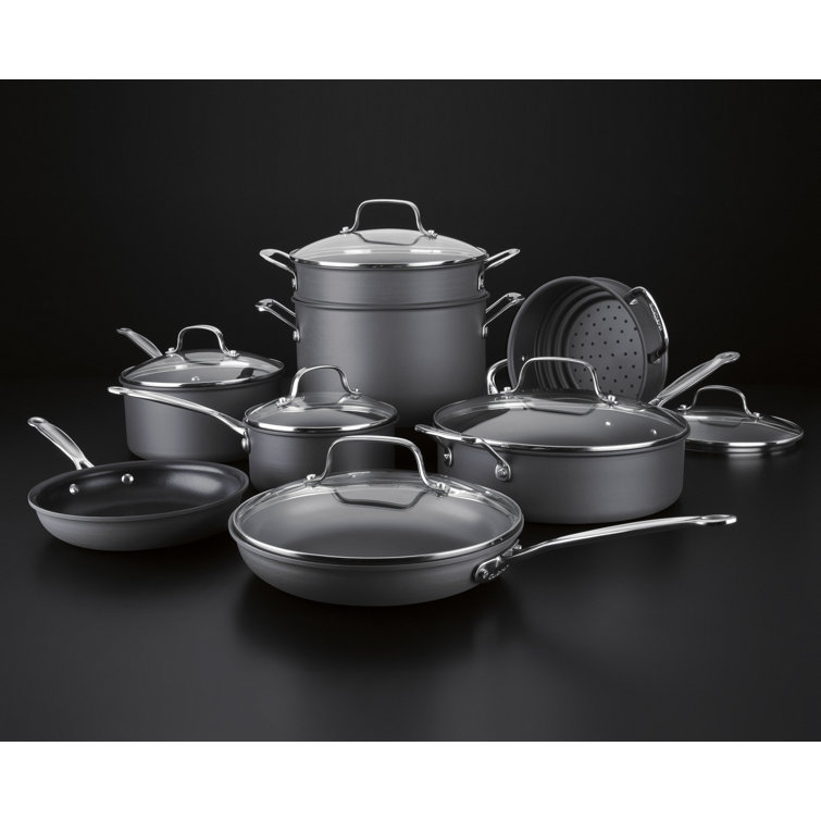 Cuisinart 14-Piece Hard Anodized Non-Stick Cookware Set with Glass Lids
