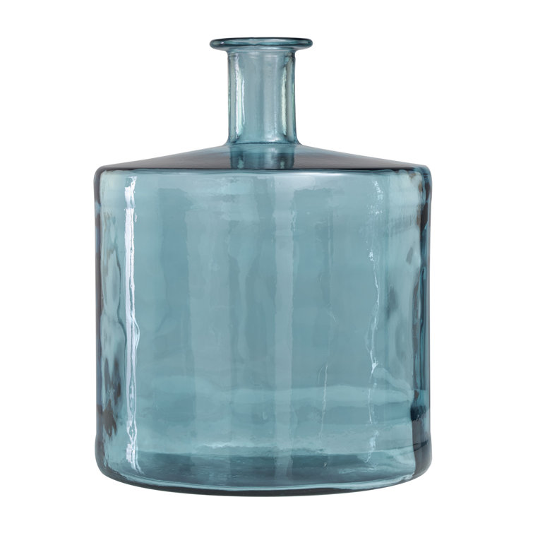 Aquamarine Round Handcrafted Glass Vase, 17"