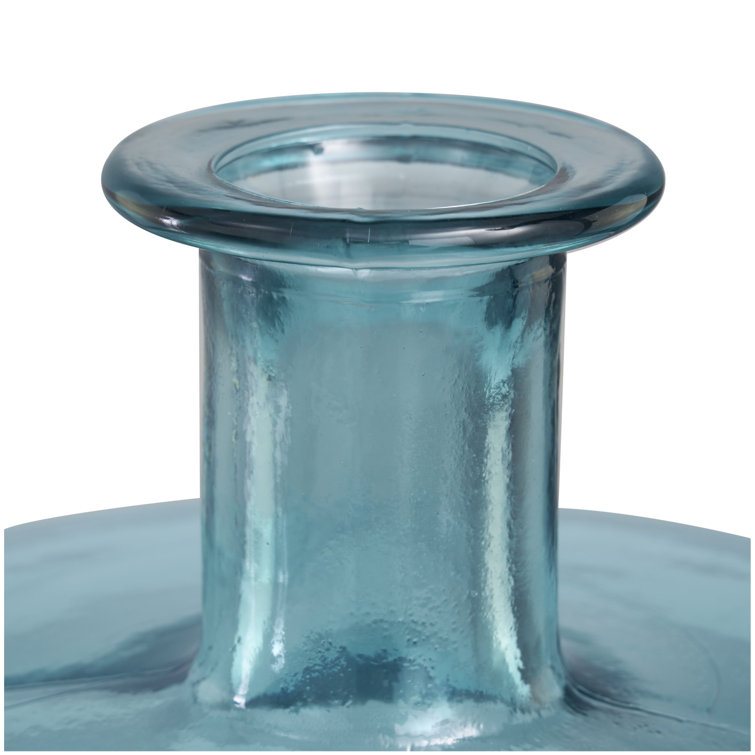 Aquamarine Round Handcrafted Glass Vase, 17"
