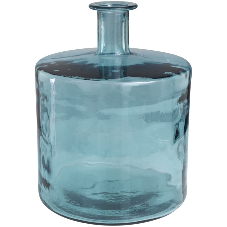 Aquamarine Round Handcrafted Glass Vase, 17"