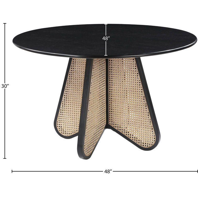 Butterfly Black and Natural Cane Round Dining Table