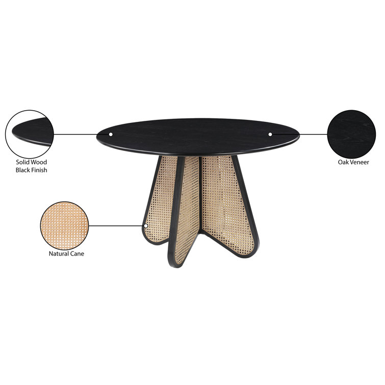 Butterfly Black and Natural Cane Round Dining Table