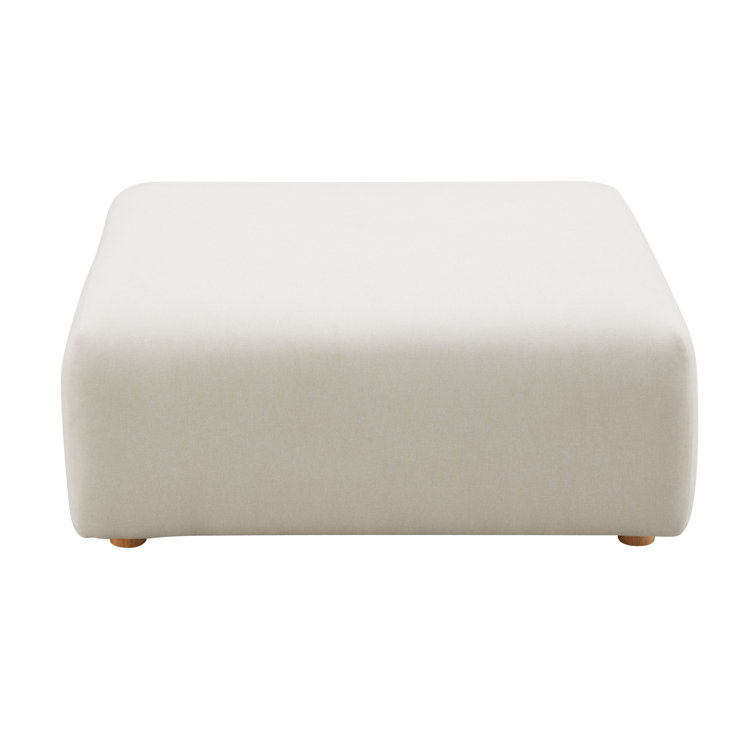 Cream Linen 40.5" Wide Square Ottoman