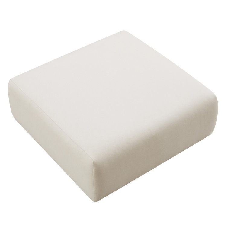 Cream Linen 40.5" Wide Square Ottoman