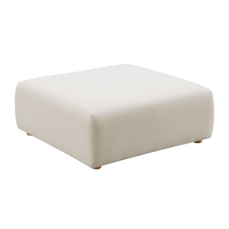 Cream Linen 40.5" Wide Square Ottoman