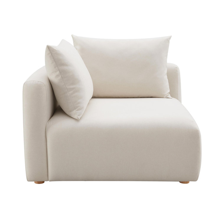 Cream Linen Modular Corner Armchair with Cushions
