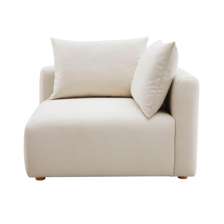 Cream Linen Modular Corner Armchair with Cushions
