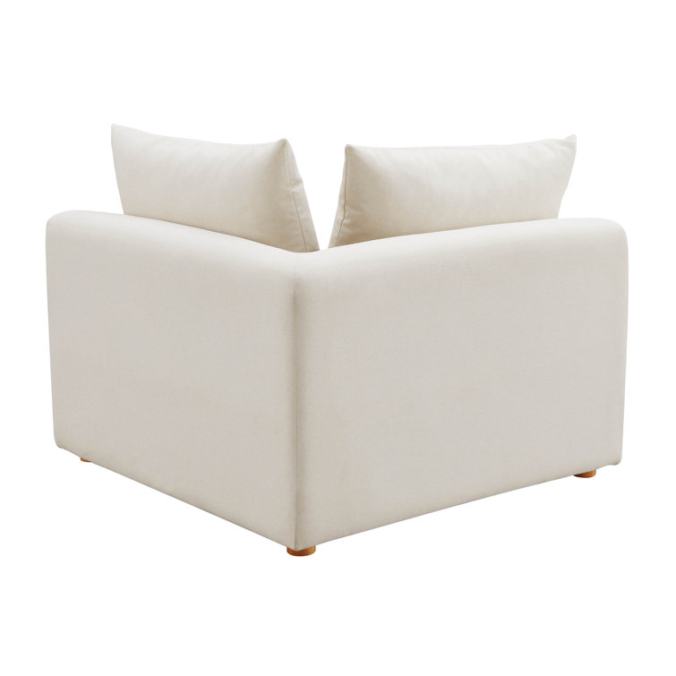 Cream Linen Modular Corner Armchair with Cushions