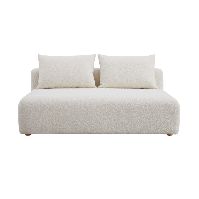 Cream Boucle Upholstered Modular Loveseat Sofa