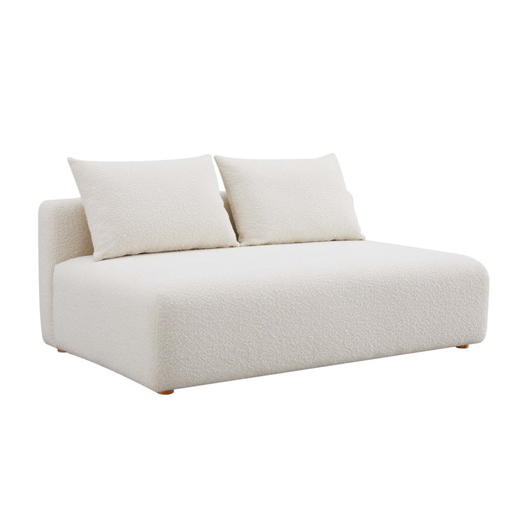 Cream Boucle Upholstered Modular Loveseat Sofa