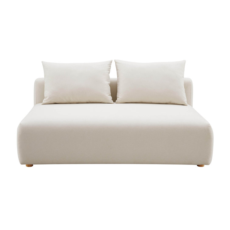 Hangover Cream Linen Modular Loveseat with Cushions