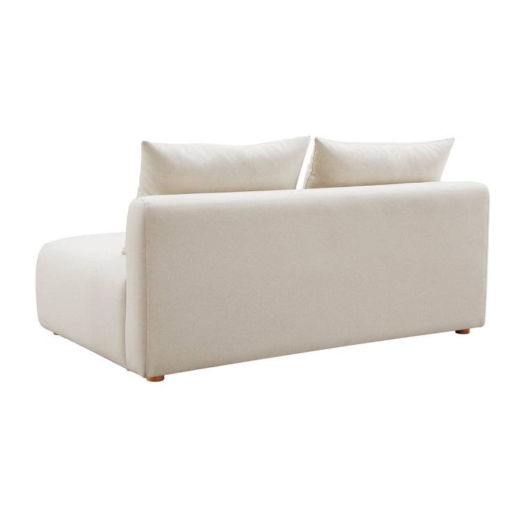 Hangover Cream Linen Modular Loveseat with Cushions