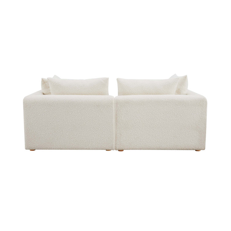 Cream Boucle Linen Modular Loveseat Sofa