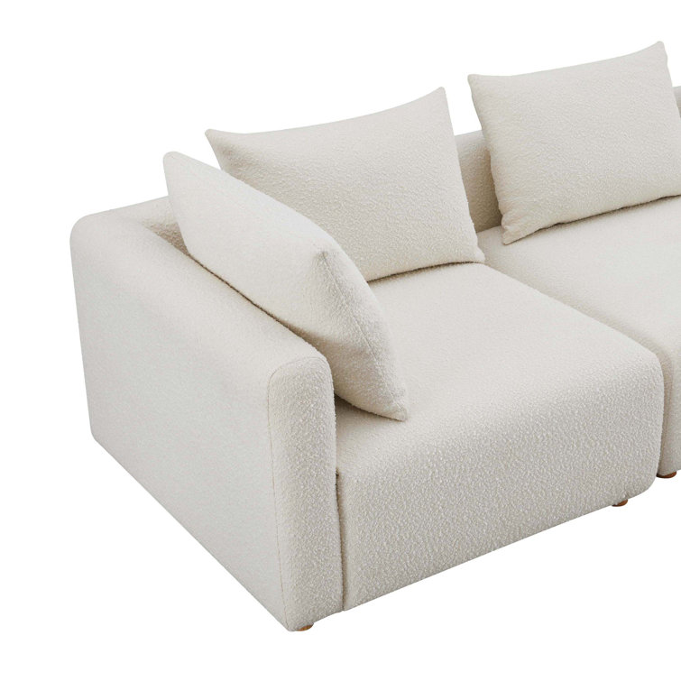 Cream Boucle Linen Modular Loveseat Sofa