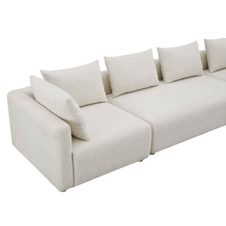 Cream Boucle 145" Modular Sofa with Corner Chairs