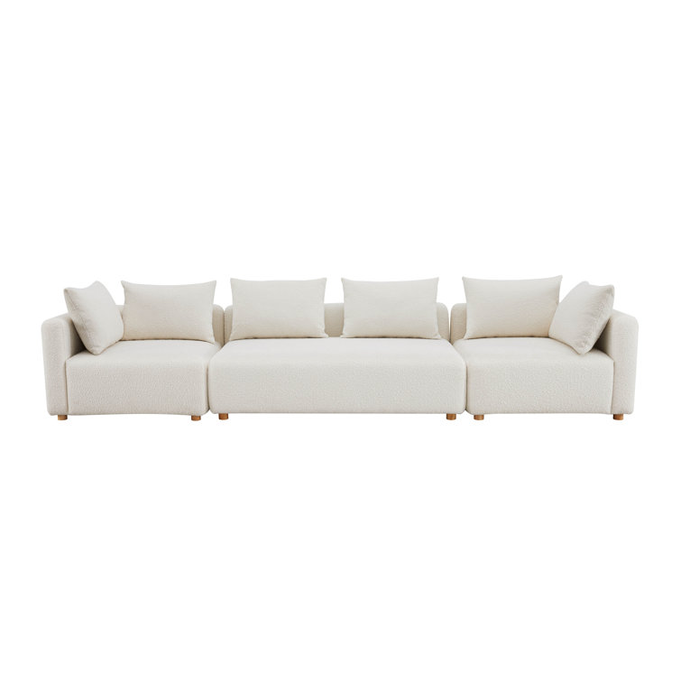 Cream Boucle 145" Modular Sofa with Corner Chairs