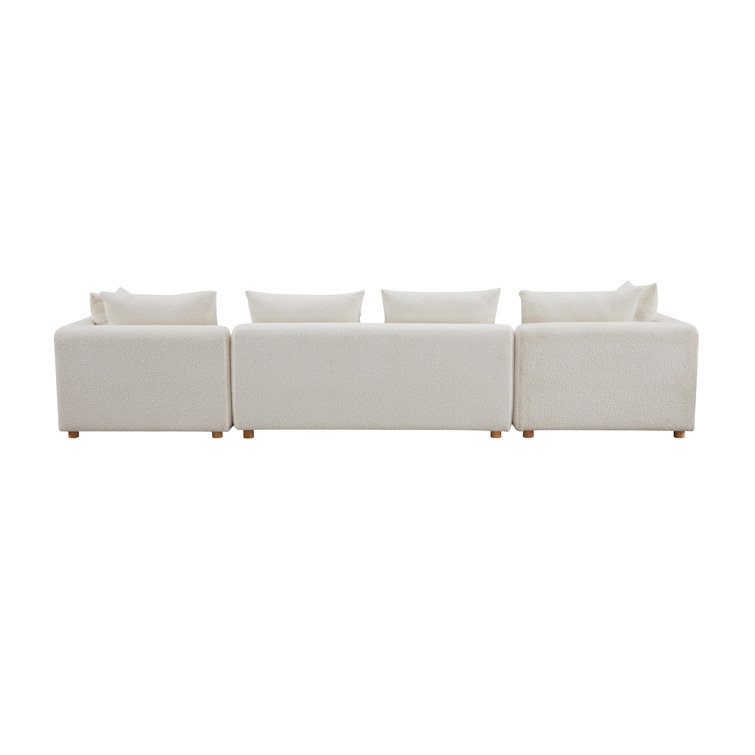 Cream Boucle 145" Modular Sofa with Corner Chairs