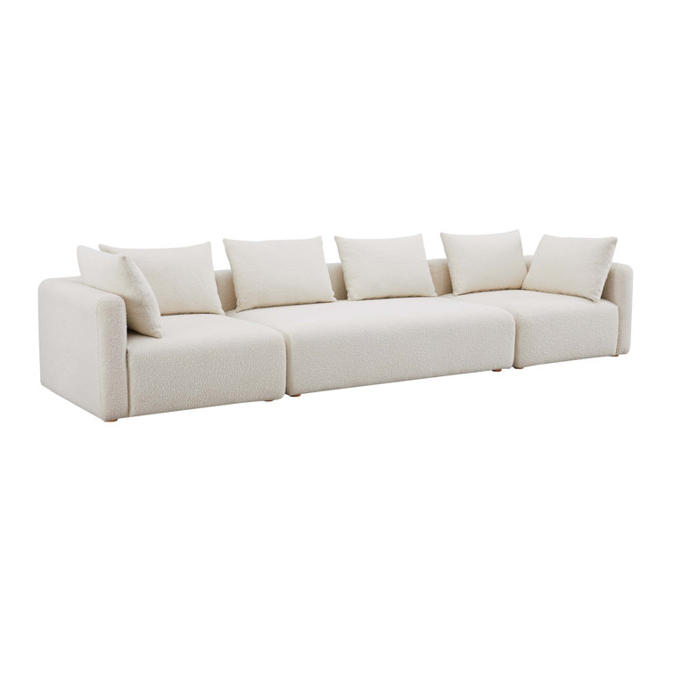 Cream Boucle 145" Modular Sofa with Corner Chairs