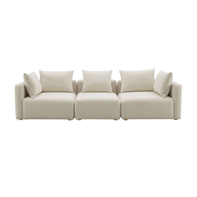 Cream Linen Modular Sofa with Corner and Armless Chairs