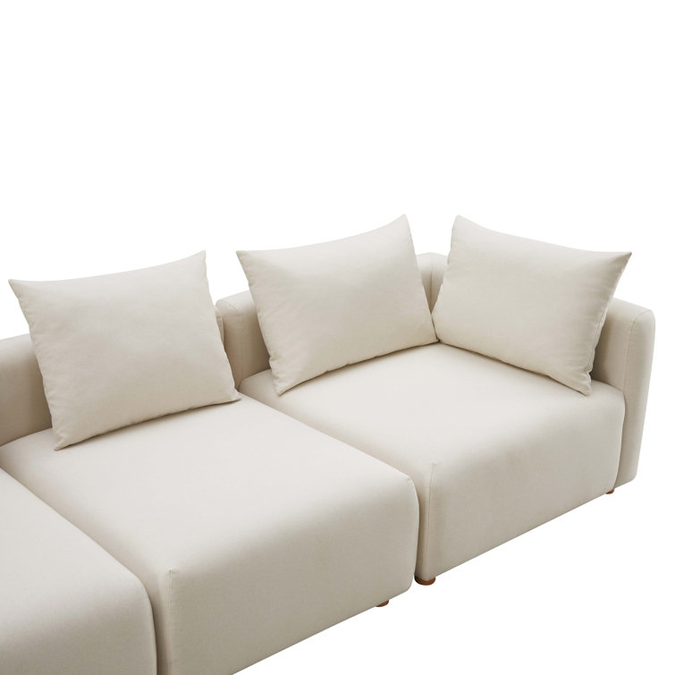 Cream Linen Modular Sofa with Corner and Armless Chairs