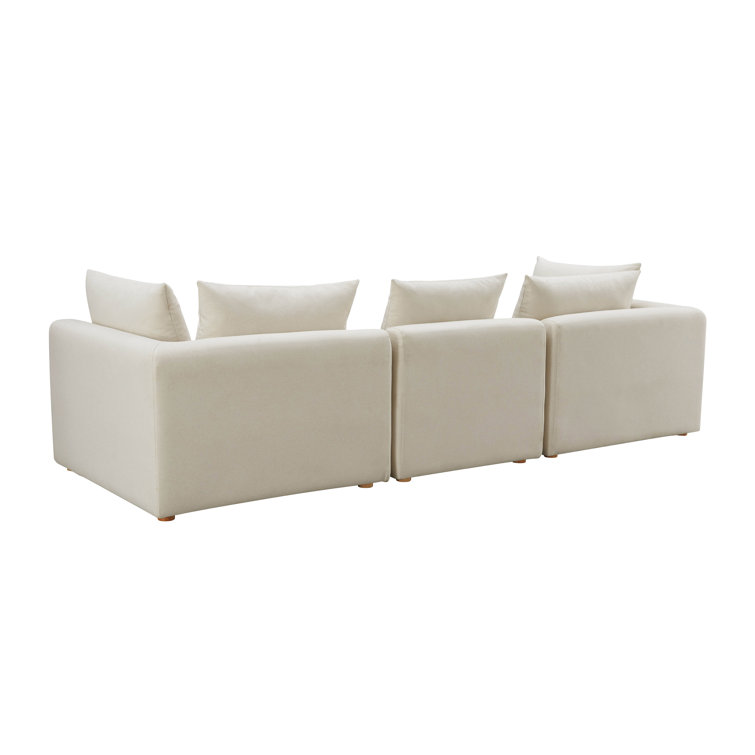 Cream Linen Modular Sofa with Corner and Armless Chairs