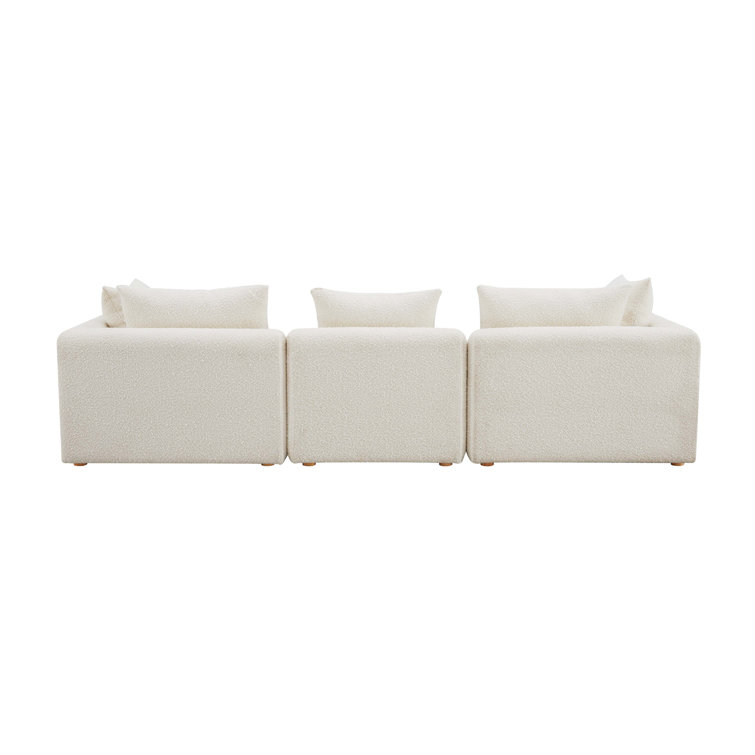Cream Boucle Modular Stationary Sofa, 112.5"