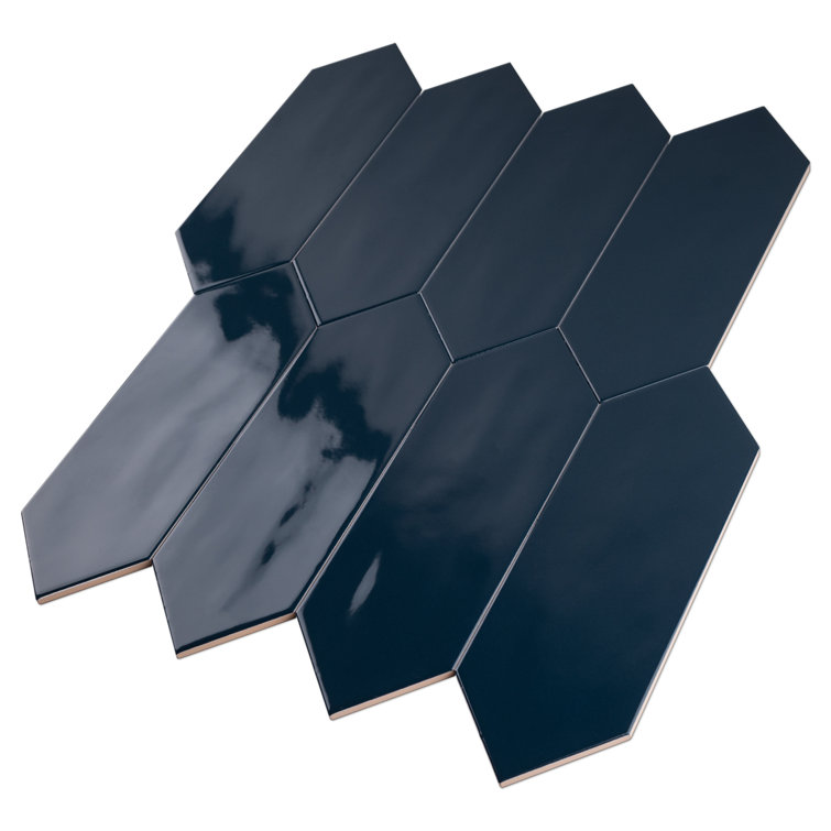 Denim Blue Polished Ceramic Picket Wall Tile 3.94" x 11.81"
