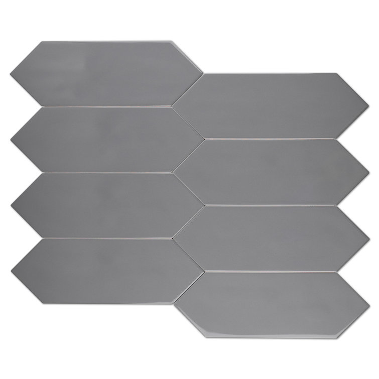 Taylor Gray Polished Ceramic Picket Wall Tile 4x12