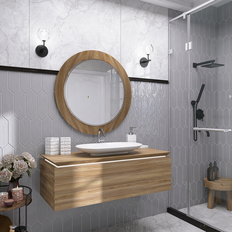 Taylor Gray Polished Ceramic Picket Wall Tile 4x12