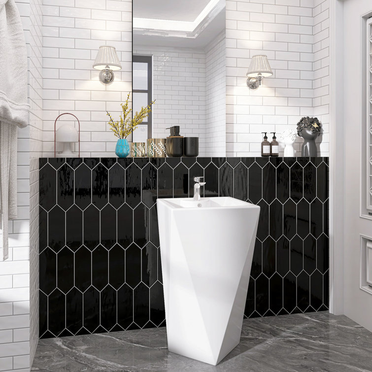 Taylor Black Polished Ceramic Picket Wall Tile 4x12