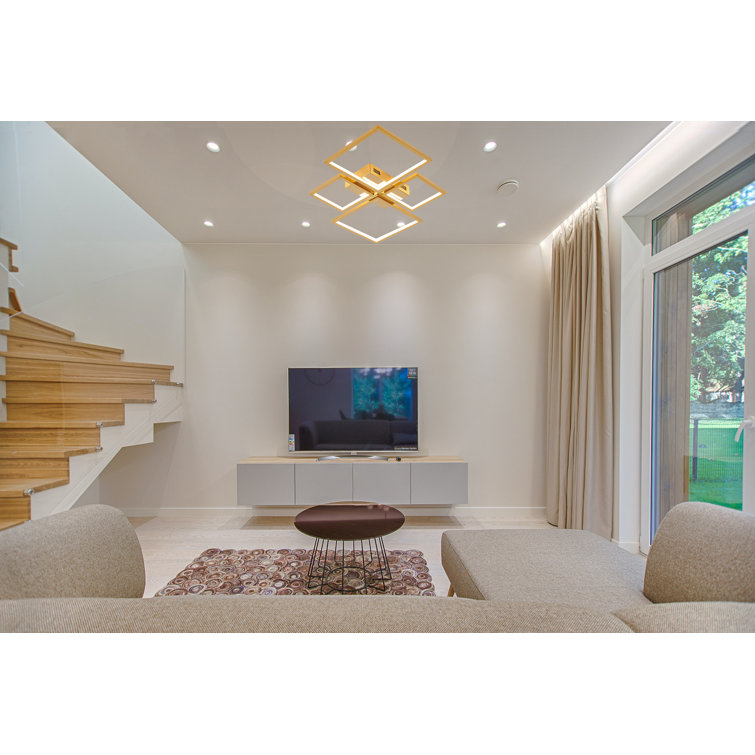 Aurora Gold 24" Contemporary LED Crystal Flush Mount